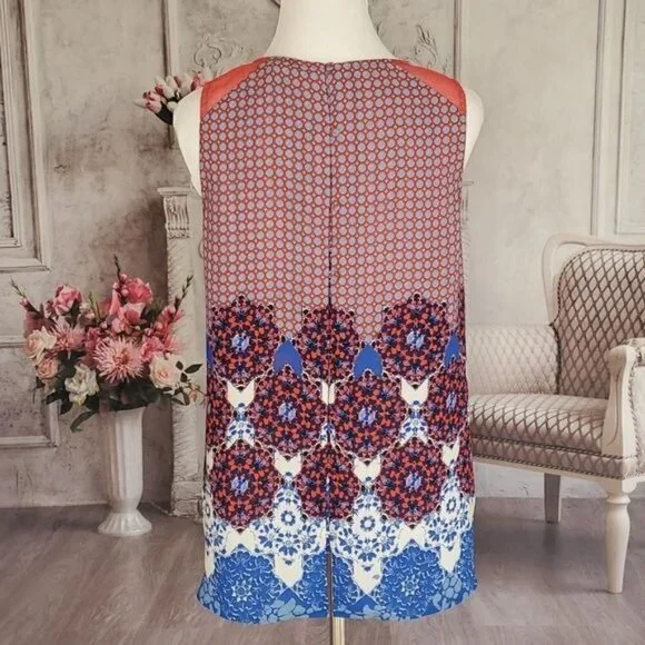 Daniel Rainn Lace Floral Jewel Neck Sleeveless Button Back Blouse Top Size PM - Picture 8 of 11